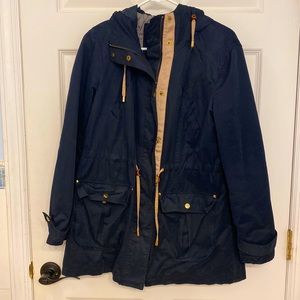 Zara Basic Suede Navy Parka ｜ Size L